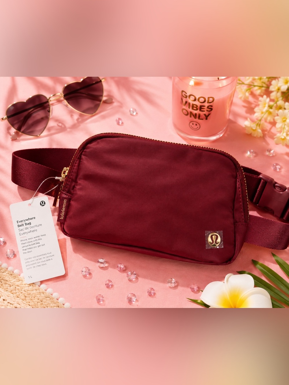 Lululemon Everywhere Belt Bag 1L Burgundy Gold NWT